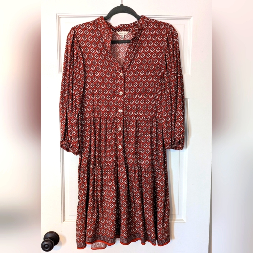 Max Studio button up knee length boho dress size M